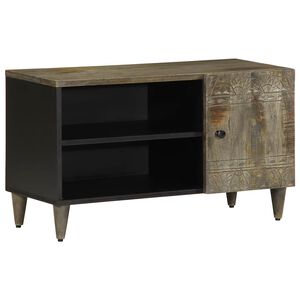 vidaXL TV Cabinet Light Grey 80x31.5x46 cm Solid Wood Mango