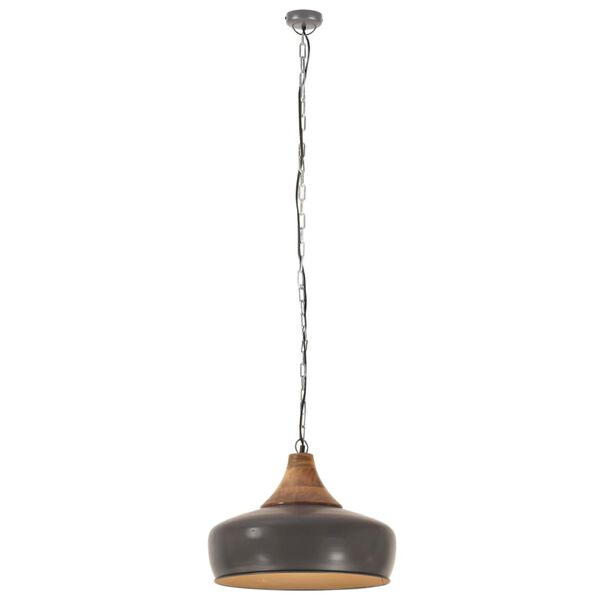 vidaXL Industrial Hanging Lamp Grey Iron & Solid Wood 35 cm E27