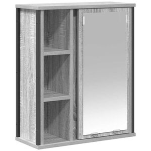 vidaXL Bathroom Wall Cabinet with Mirror Grey Sonoma 50x21x60 cm