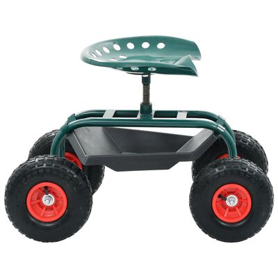 vidaXL Rolling Garden Cart with Tool Tray Green 78x44.5x84 cm