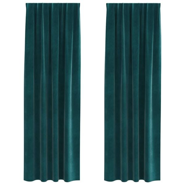 vidaXL Blackout Curtains 2 pcs Dark Green 140 x 260 cm Velvet