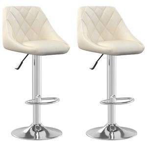 vidaXL Bar Stool | Set of 2 | Cream | Velvet (100% polyester), chromed steel