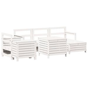 vidaXL 7 Piece Garden Sofa Set White Solid Wood Pine