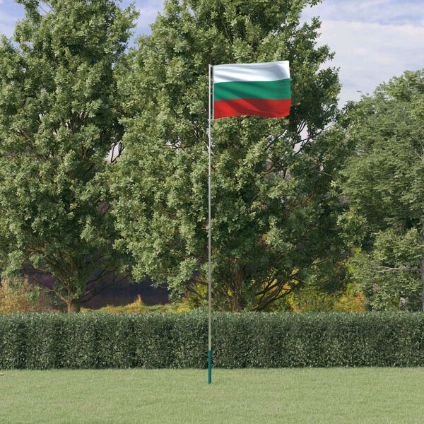 vidaXL Bulgaria Flag and Pole 5.55 m Aluminium