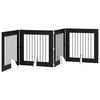 vidaXL Foldable Dog Gate with Stands 4 pcs Black Oak 321 cm