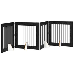 vidaXL Foldable Dog Gate with Stands 4 pcs Black Oak 321 cm