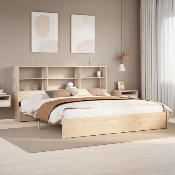 vidaXL Bookcase Bed without Mattress 200x200cm Solid Wood Pine