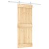 vidaXL Sliding Door Natural and White 80 x 210 cm Solid Pine Wood