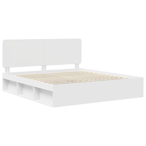 vidaXL Bed Frame with Headboard White 180 x 200 cm Solid Pine Wood