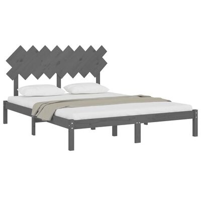 vidaXL Bed Frame Grey 160x200 cm Solid Wood