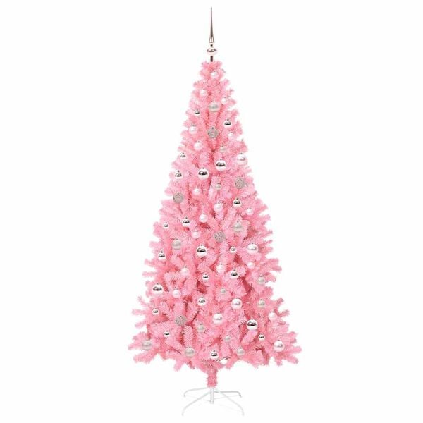 vidaXL Christmas Tree with 300 LEDs with Stand Pink 240 cm PVC