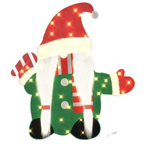 vidaXL Lighted Gnome 60 LEDs Warm White 71 x 64 cm Tinsel Fabric
