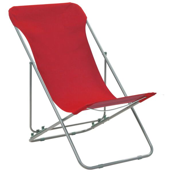 vidaXL Folding Beach Chairs 2 pcs Steel and Oxford Fabric Red