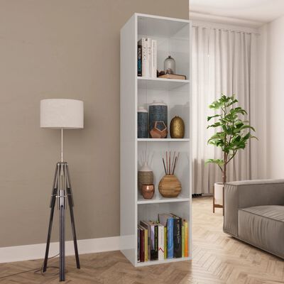 vidaXL Book Cabinet/TV Cabinet High Gloss White 36x30x143 cm Engineered Wood