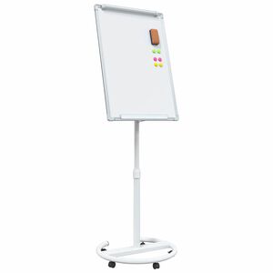 vidaXL Magnetic Whiteboard Height Adjustable with Wheel White and grey