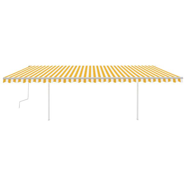 vidaXL Manual Retractable Awning with Posts 6x3 m Yellow and White