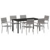 vidaXL Garden Dining Set with Cushion 7 pcs Grey Poly Rattan