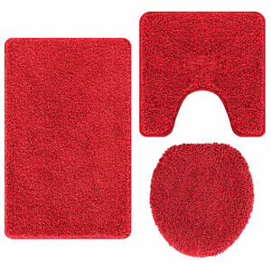 vidaXL Anti-slip Bath Mat Set 3 pcs Red 50 x 80 cm PP