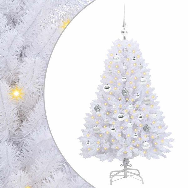 vidaXL Artificial Hinged Christmas Tree White 120 cm PVC and Steel