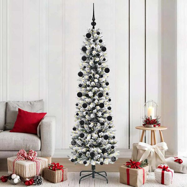 vidaXL Artificial Christmas Tree with 300 LEDs with Stand White 210 cm