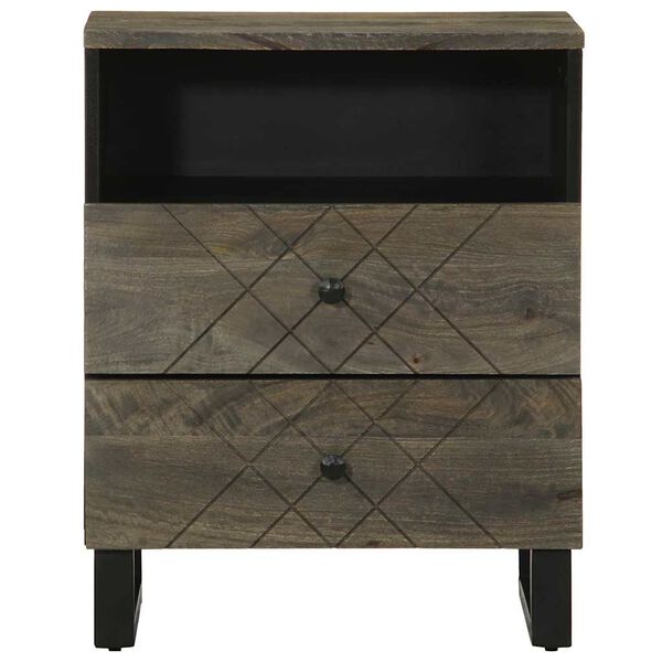 vidaXL Bedside Cabinet Black 50x33x62 cm Solid Wood Mango
