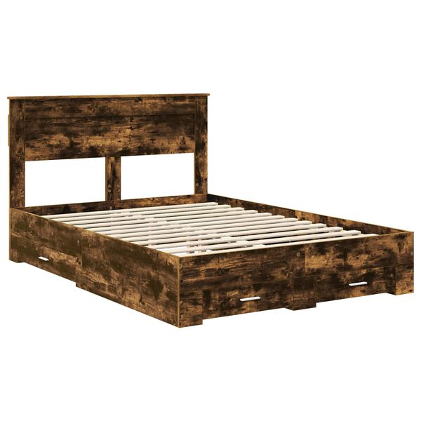 vidaXL Bed Frame with Drawer with Headboard Manual Engineered Wood
