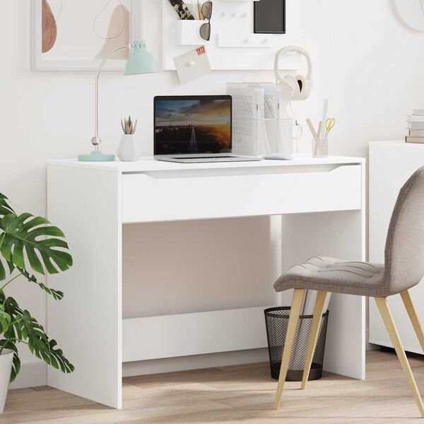 vidaXL Desk with Drawer White 100 x 50 x 78 cm Engineered Wood
