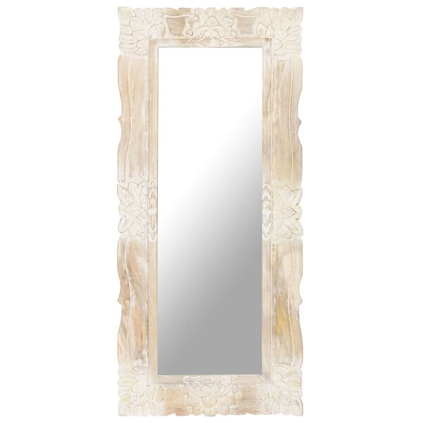vidaXL Mirror White 110x50 cm Solid Mango Wood