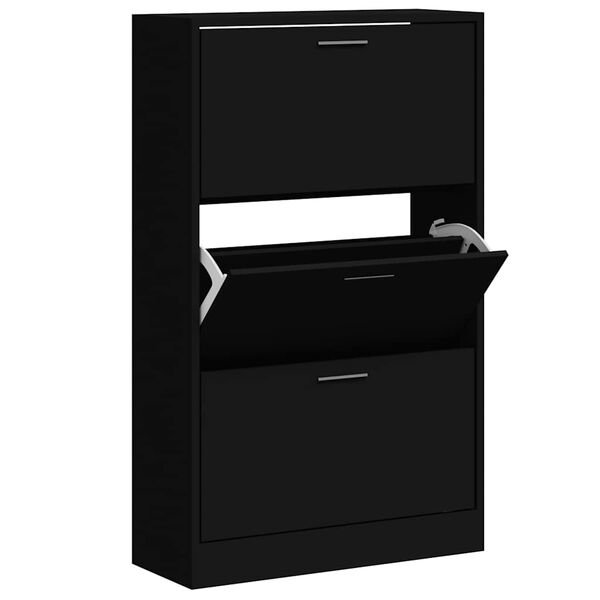 vidaXL Shoe Cabinet Black 63x24x103 cm Engineered Wood