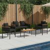 vidaXL Outdoor Furniture Set with Cushion 4 pcs Black PE Rattan