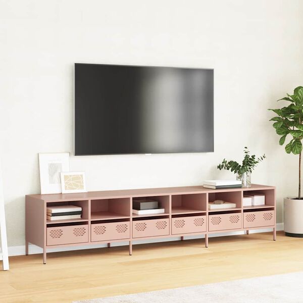 vidaXL TV Cabinet Pink 202x39x43.5 cm Cold-rolled Steel