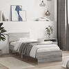 vidaXL Bed Frame without Mattress with Headboard Grey Sonoma 75x190 cm Small Single