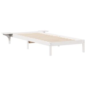 vidaXL Bed Frame with Side Tables White 100 x 210 cm Solid Pine Wood