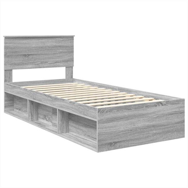 vidaXL Bed Frame Grey Sonoma 90 x 190 cm Engineered wood