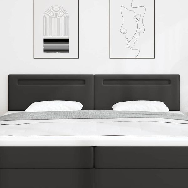 vidaXL LED Headboard Black 200 cm Faux Leather