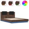 vidaXL Bed Frame with LED without Mattress Brown Oak 140x200 cm