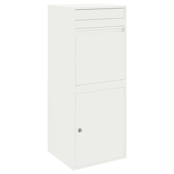 vidaXL Parcel Drop Box with Storage White 41 x 38 x 103 cm Steel