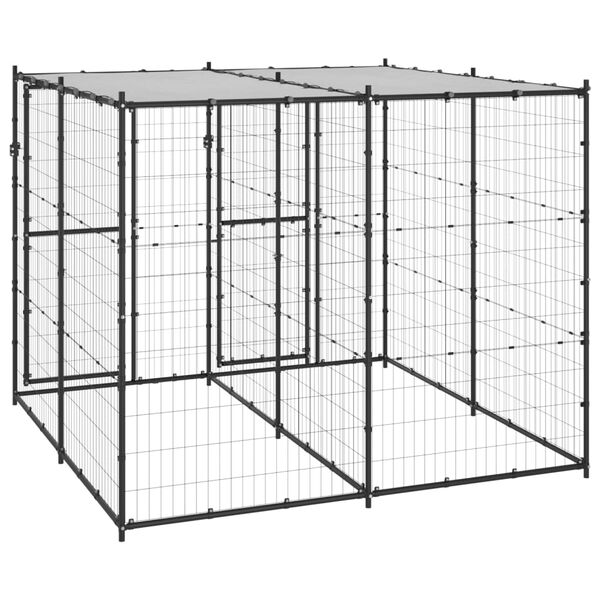 vidaXL Outdoor Dog Kennel Steel with Roof 4.84 m&sup2;