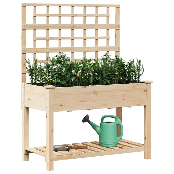 vidaXL Garden Planter Beige 115 x 60.5 x 153 cm Solid Fir Wood