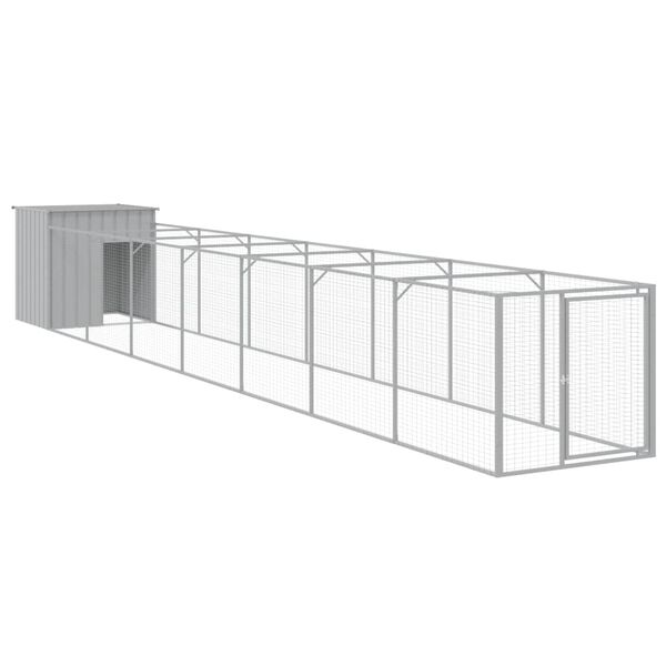 vidaXL Dog House with Run Light Grey 110x813x110 cm Galvanised Steel