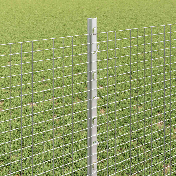 vidaXL Fence with Post Silver 0.8 x 25 m Steel