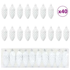 vidaXL Christmas Pine Cone Ball 40 pcs LEDs White 4 x 9 cm Plastic