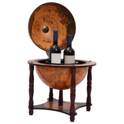 vidaXL Globe Bar Wine Stand Brown Solid Wood Eucalyptus