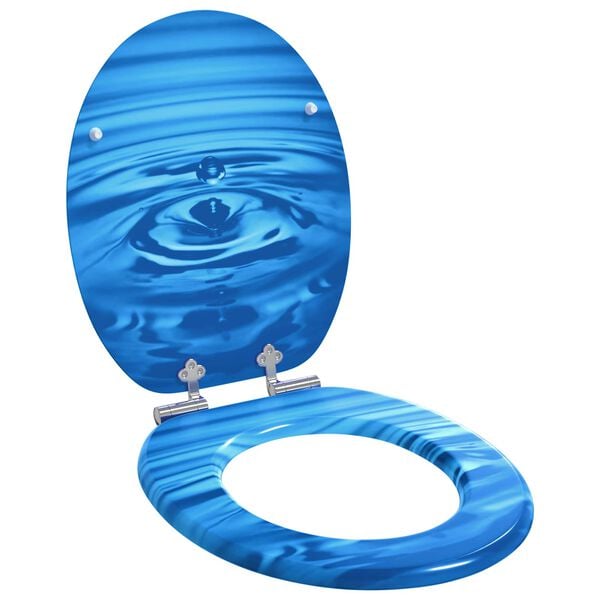 vidaXL WC Toilet Seats with Soft Close Lid 2 pcs MDF Blue Water Drop Design