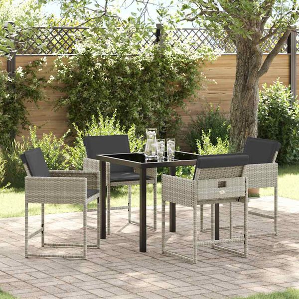 vidaXL Garden Dining Set 5 pcs Light Grey Poly Rattan