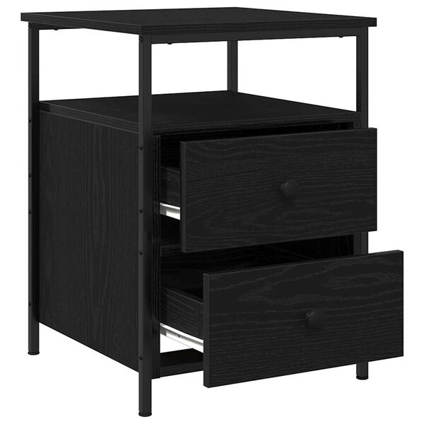 vidaXL Bedside Cabinet with Drawer 2 pcs Black Oak 34 x 35.5 x 50 cm