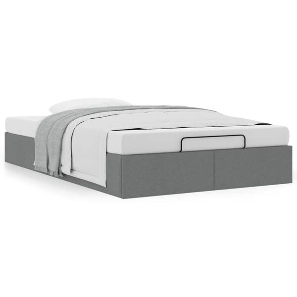 vidaXL Ottoman Bed Frame without Mattress Dark Grey Double Fabric