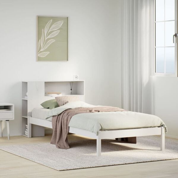 vidaXL Bookcase Bed without Mattress White 90x200 cm Solid Wood Pine