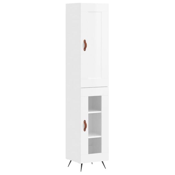 vidaXL Highboard High Gloss White 34.5x34x180 cm Engineered Wood