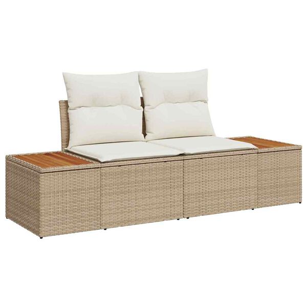 vidaXL Garden Sofa Beige 184 x 62 x 85cm Poly Rattan